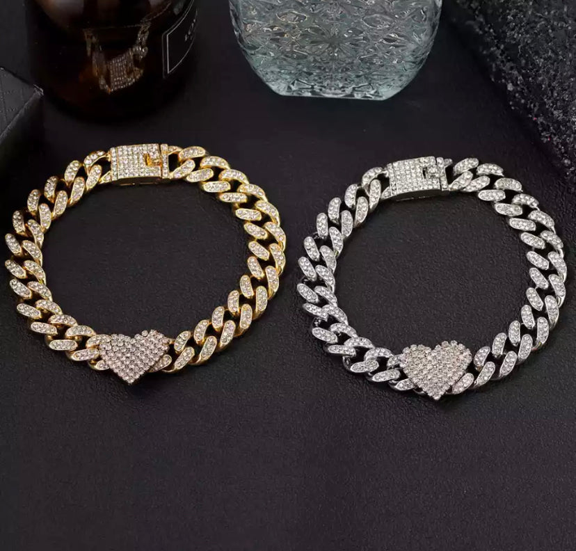 Iced out heart bracelet