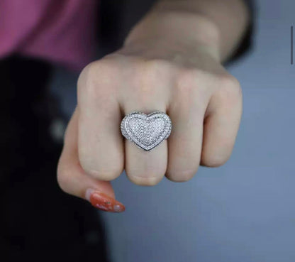 Iced out heart ring